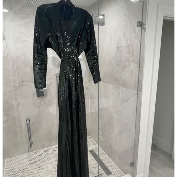 A.L.C. Gabriela Black/Green Sequin Gown - Picture 4 of 5